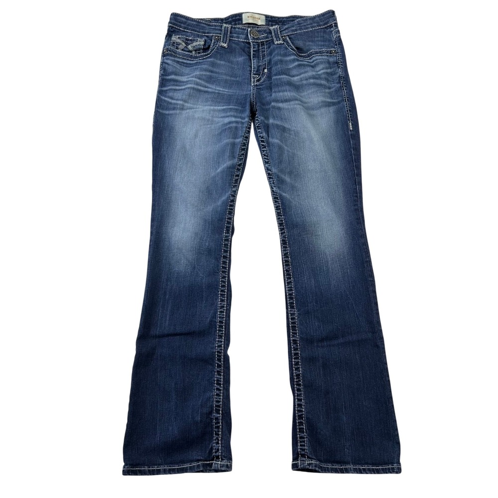 Big Star Jeans Womens 29R Maddie Bootcut Denim Low Rise Embroidered Stitching
